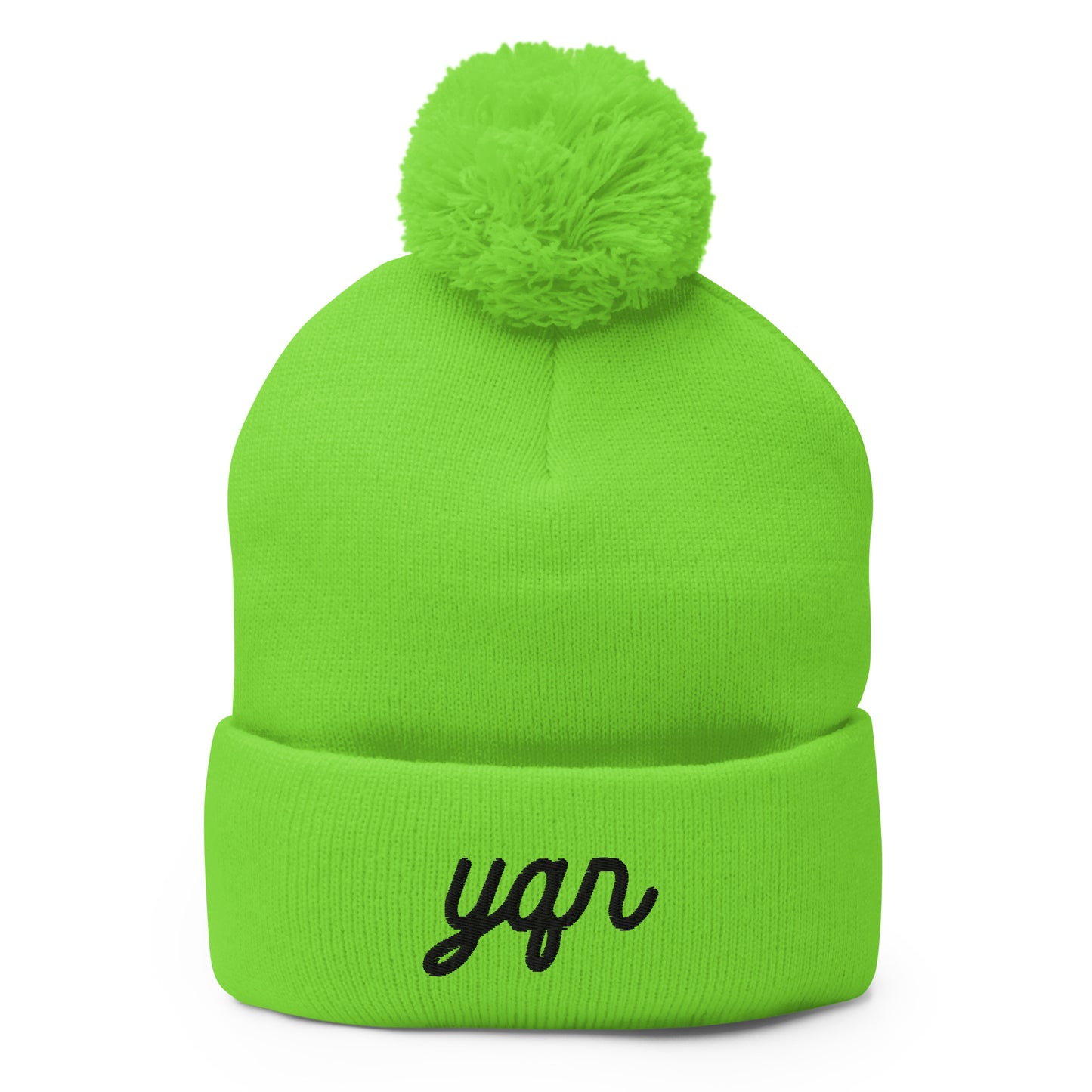 Vintage Script Pom-Pom Beanie • YQR Regina • YHM Designs - Image 01