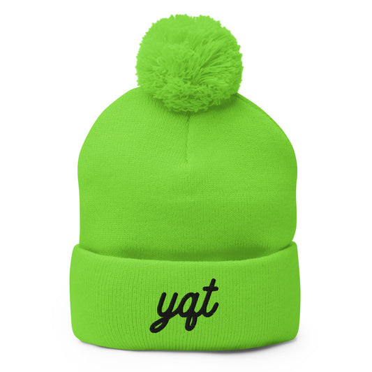 Vintage Script Pom-Pom Beanie • YQT Thunder Bay • YHM Designs - Image 01