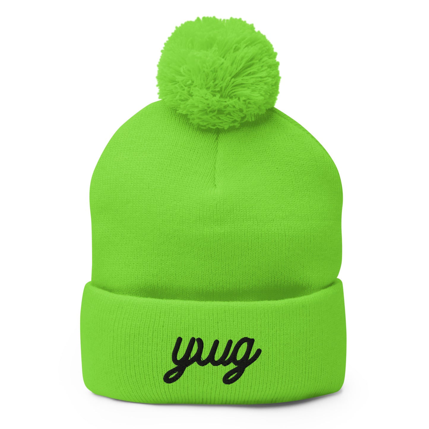 Vintage Script Pom-Pom Beanie • YWG Winnipeg • YHM Designs - Image 01