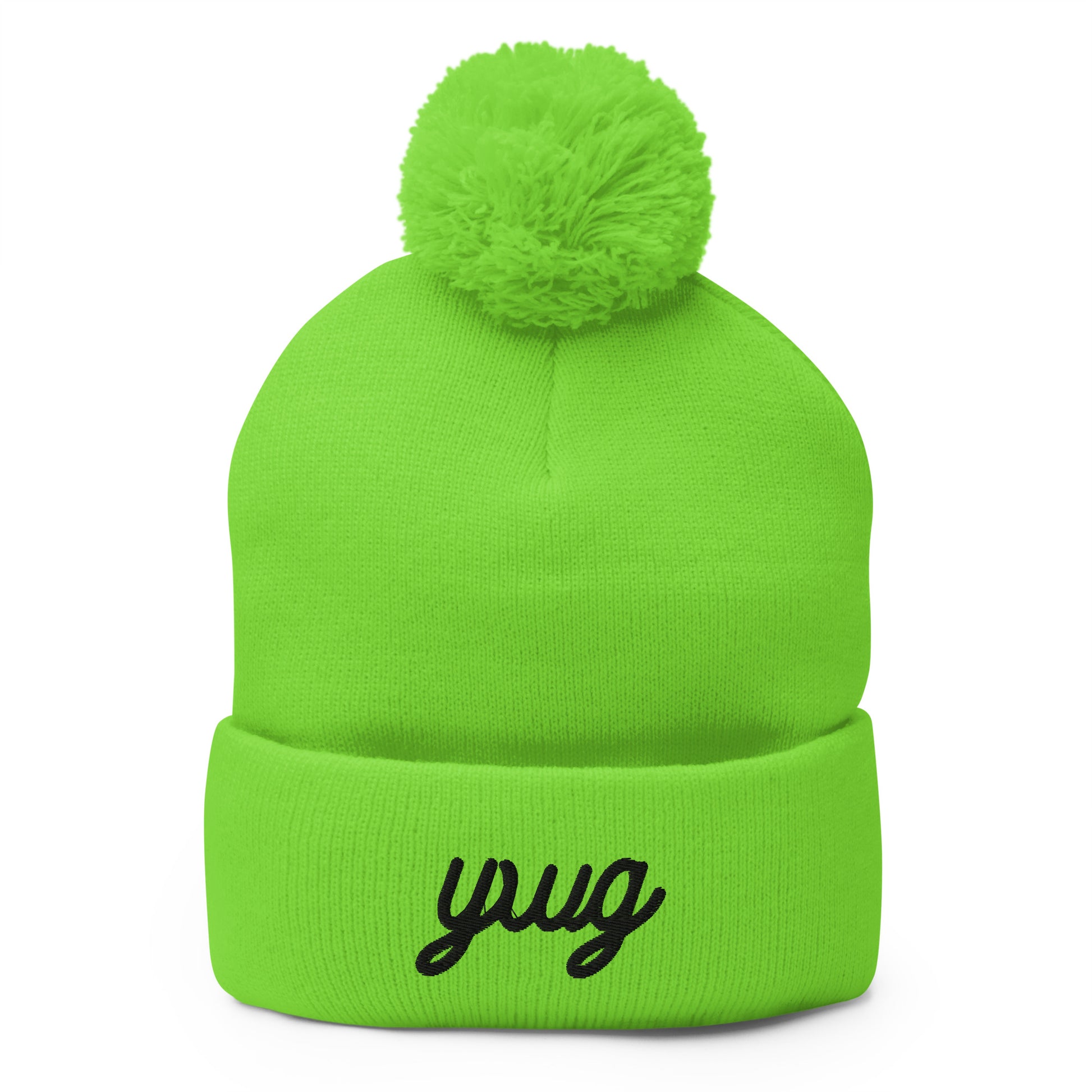 Vintage Script Pom-Pom Beanie • YWG Winnipeg • YHM Designs - Image 01
