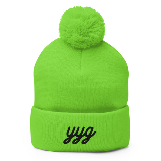 Vintage Script Pom-Pom Beanie • YYG Charlottetown • YHM Designs - Image 01