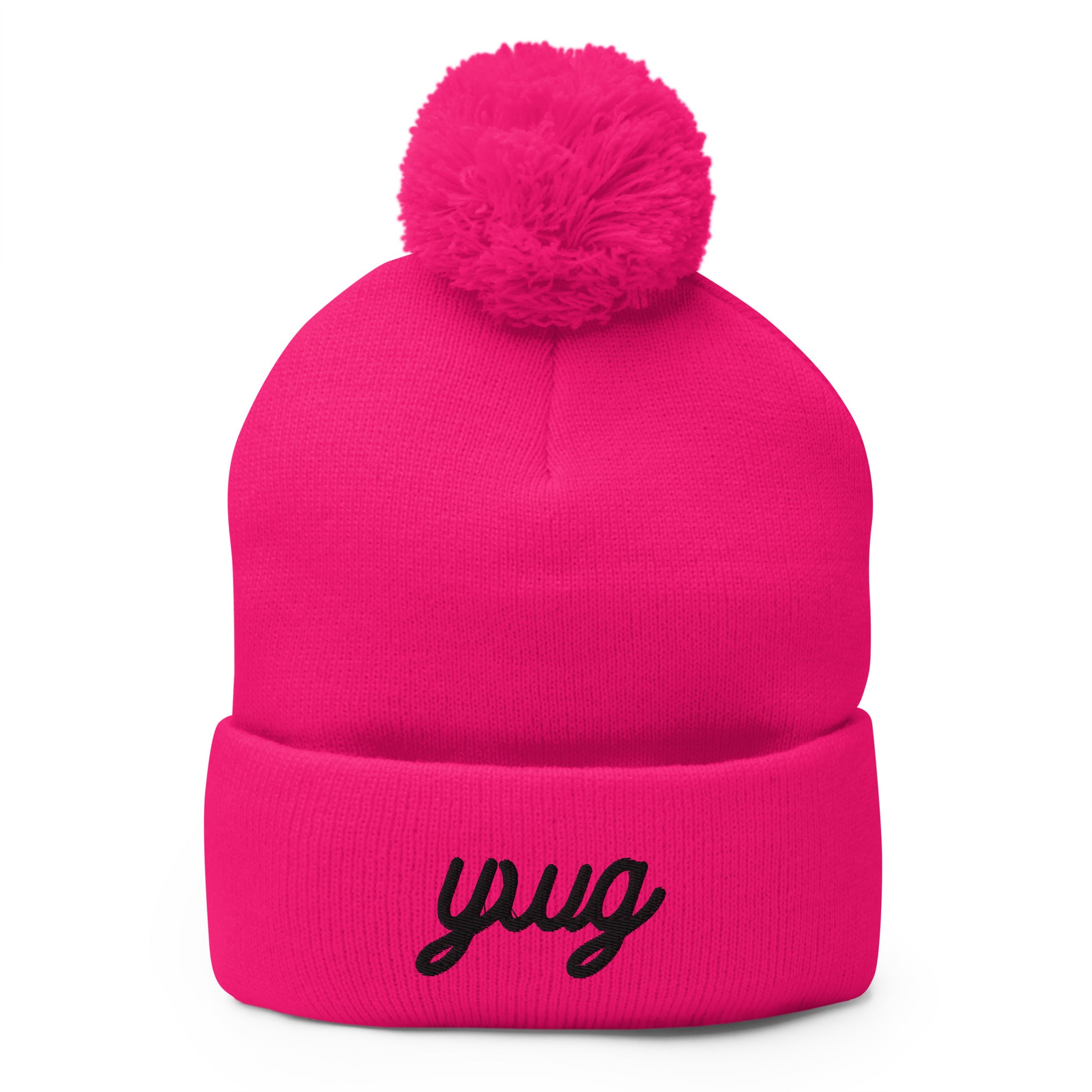 Vintage Script Pom-Pom Beanie • YWG Winnipeg • YHM Designs - Image 03