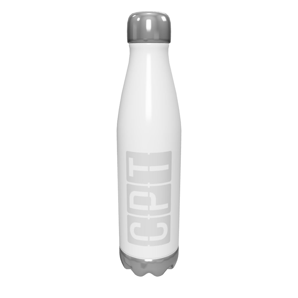 cpt-cape-town-airport-code-water-bottle-with-split-flap-display-design-in-grey