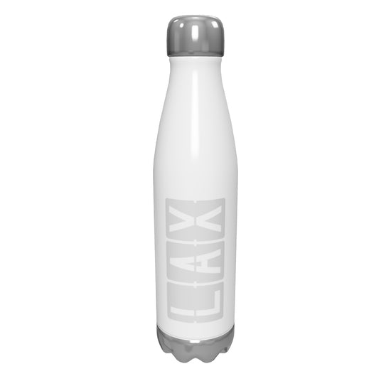 lax-los-angeles-airport-code-water-bottle-with-split-flap-display-design-in-grey