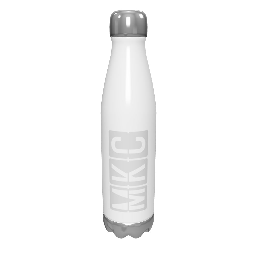 mkc-kansas-city-airport-code-water-bottle-with-split-flap-display-design-in-grey