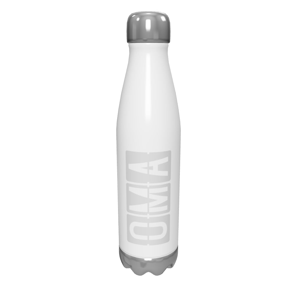 oma-omaha-airport-code-water-bottle-with-split-flap-display-design-in-grey