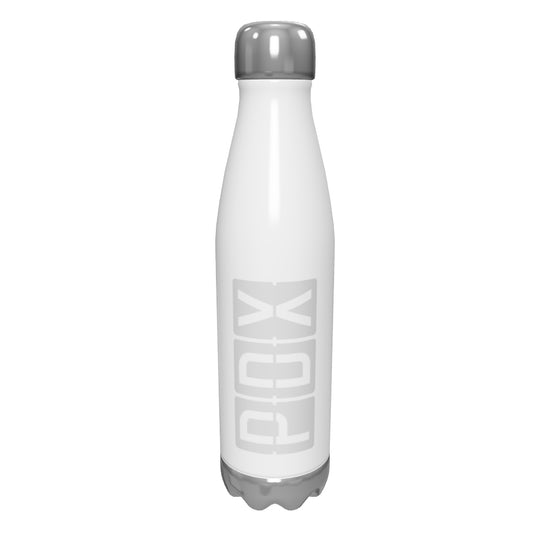 pdx-portland-airport-code-water-bottle-with-split-flap-display-design-in-grey