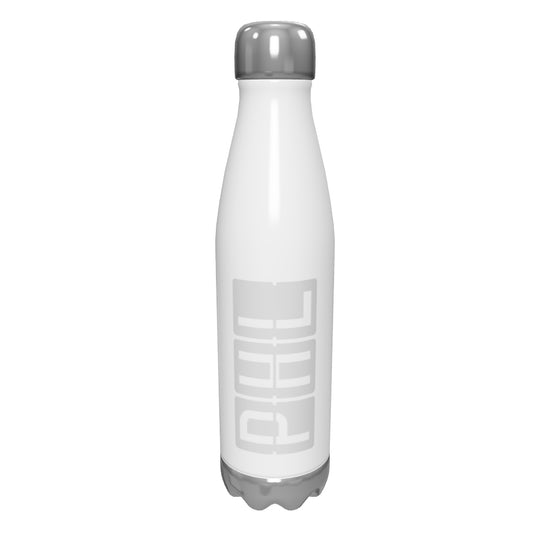phl-philadelphia-airport-code-water-bottle-with-split-flap-display-design-in-grey