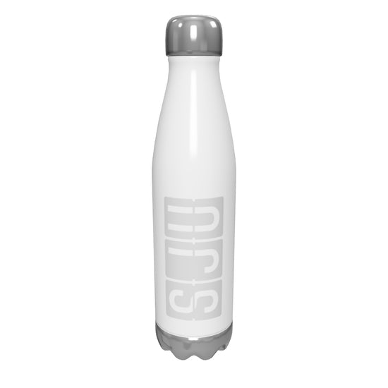 sju-san-juan-airport-code-water-bottle-with-split-flap-display-design-in-grey