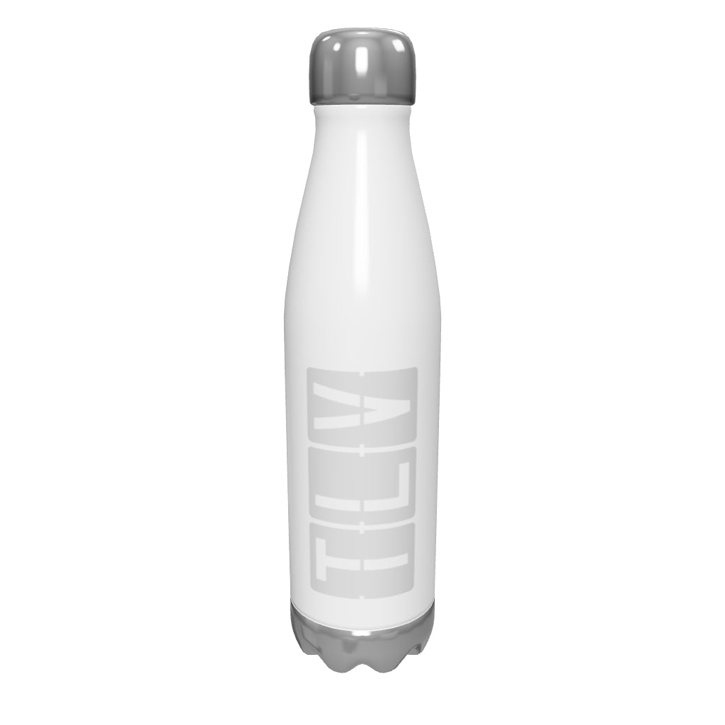 tlv-tel-aviv-airport-code-water-bottle-with-split-flap-display-design-in-grey