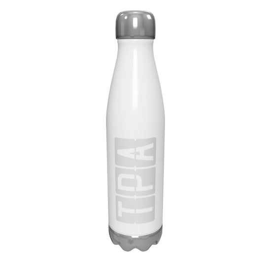 tpa-tampa-airport-code-water-bottle-with-split-flap-display-design-in-grey