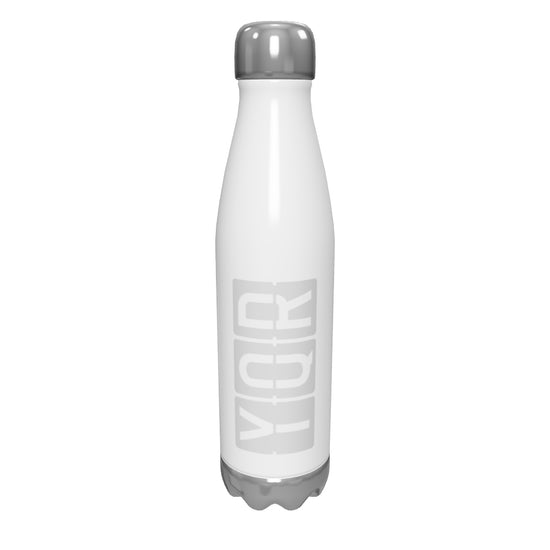 yqr-regina-airport-code-water-bottle-with-split-flap-display-design-in-grey