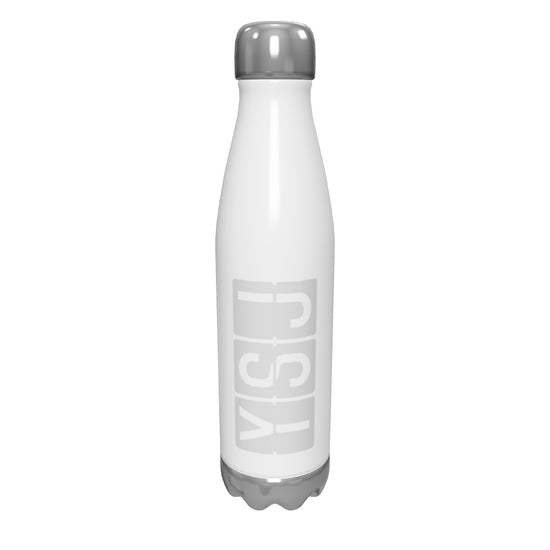 ysj-saint-john-airport-code-water-bottle-with-split-flap-display-design-in-grey