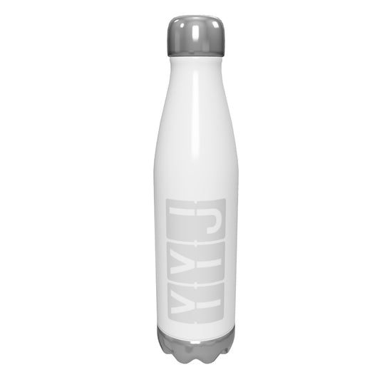 yyj-victoria-airport-code-water-bottle-with-split-flap-display-design-in-grey