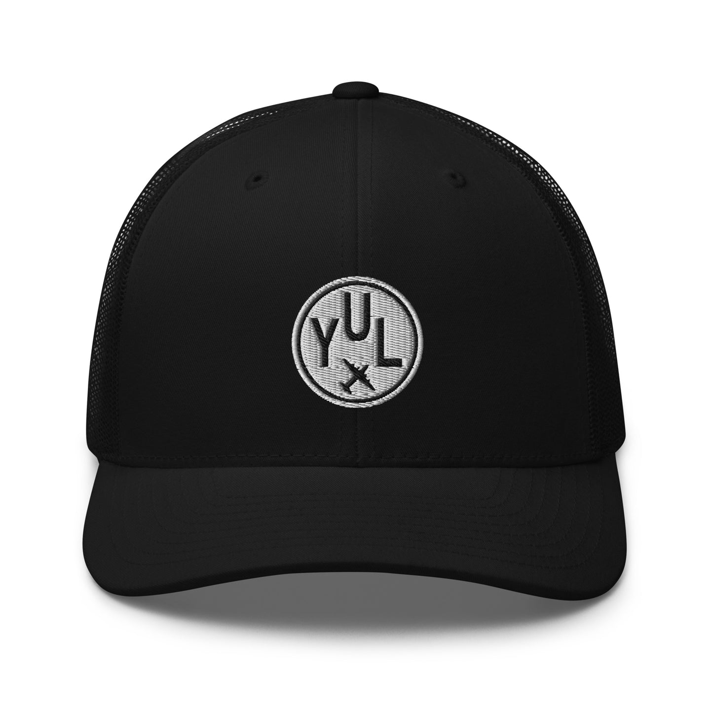 Roundel Trucker Hat - Black & White • YUL Montreal • YHM Designs - Image 06