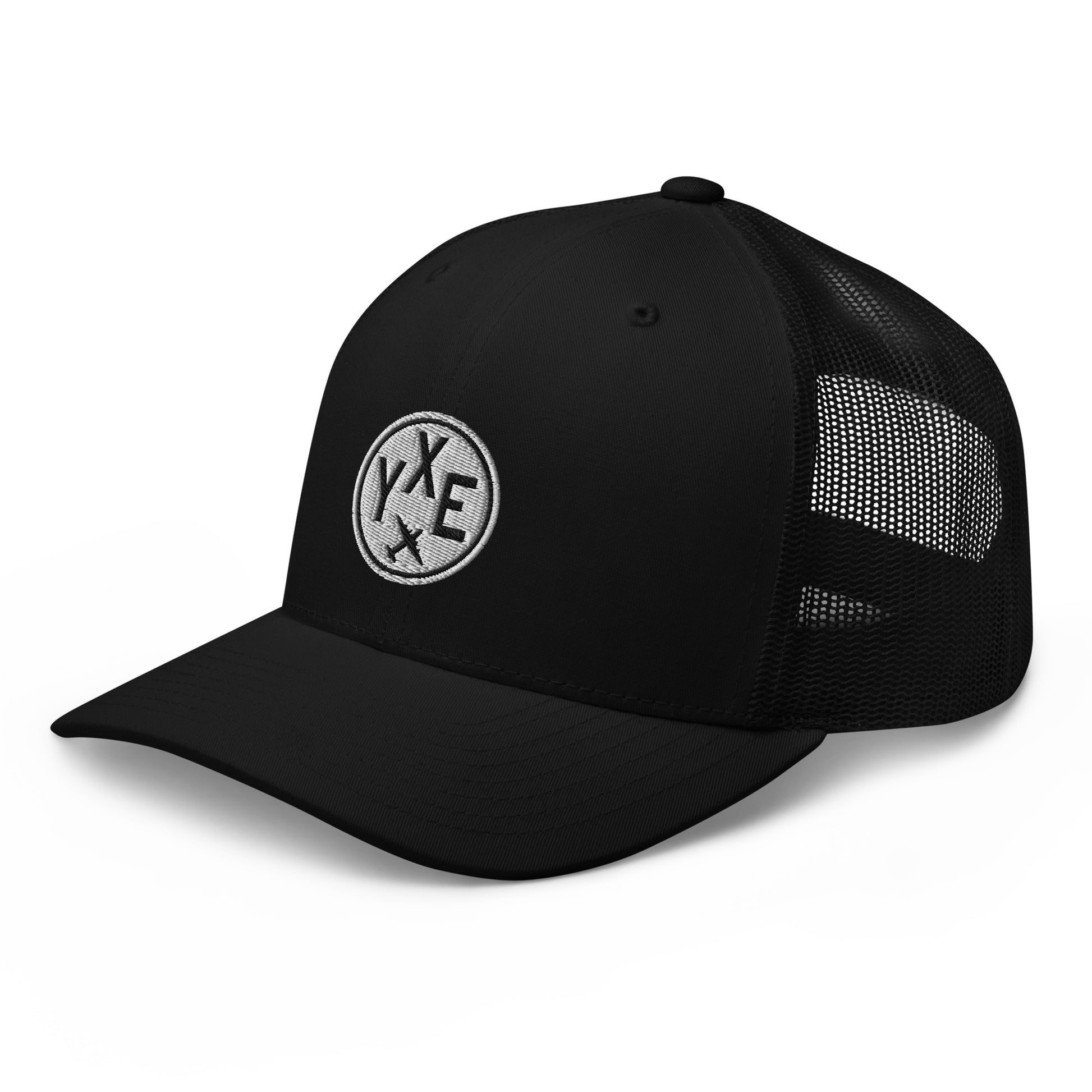 Roundel Trucker Hat - Black & White • YXE Saskatoon • YHM Designs - Image 08