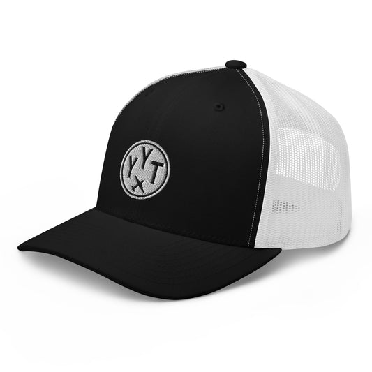 Roundel Trucker Hat - Black & White • YYT St. John's • YHM Designs - Image 01
