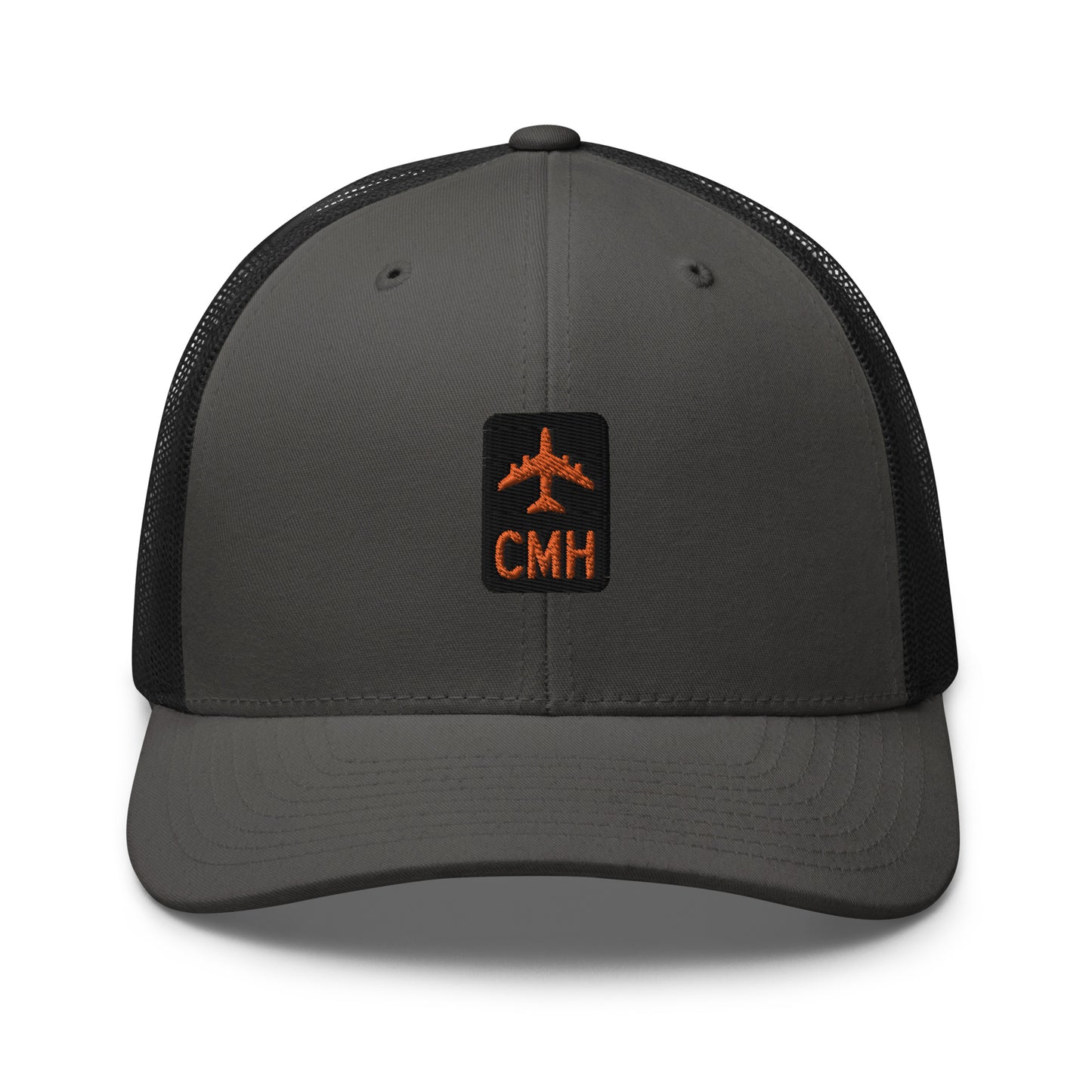 Retro Jetliner Trucker Hat • Black and Orange • CMH Columbus Souvenir • YHM Designs - Image 05