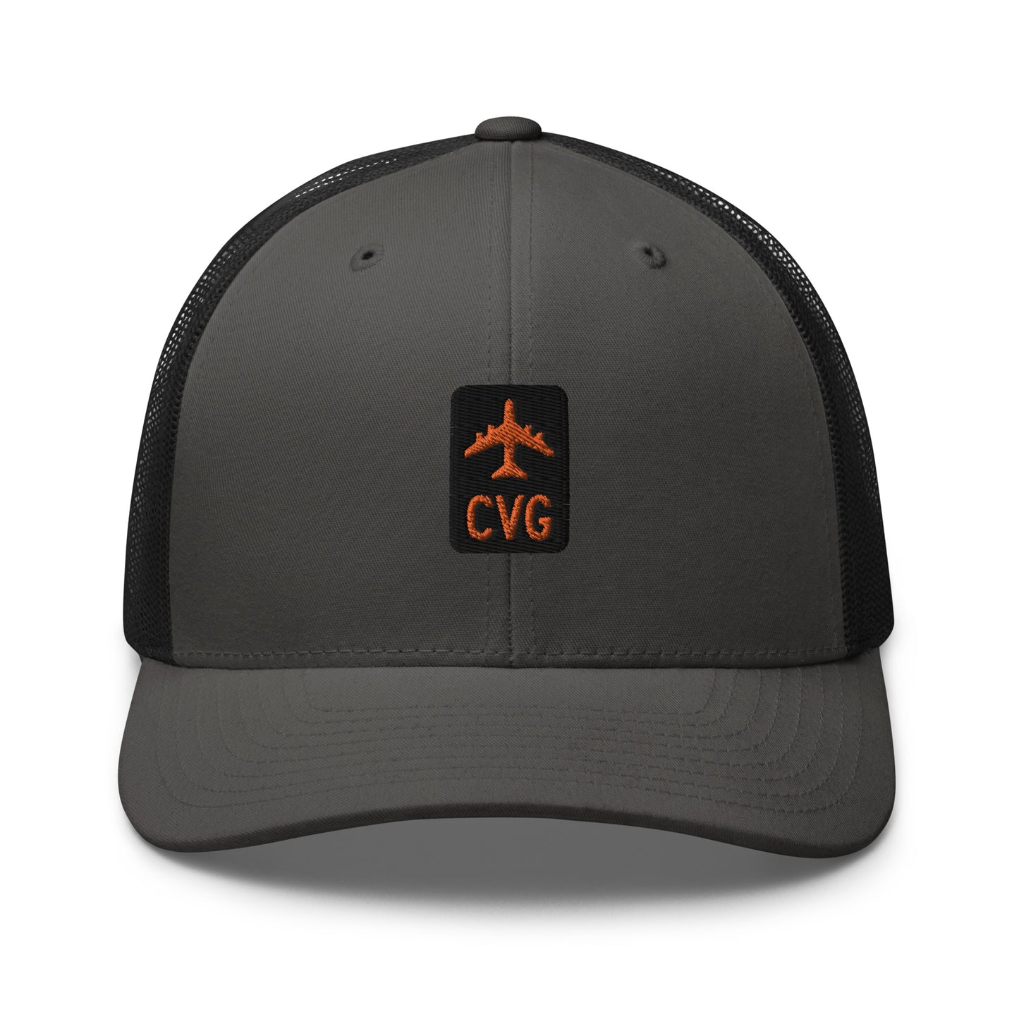 Retro Jetliner Trucker Hat • Black and Orange • CVG Cincinnati Souvenir • YHM Designs - Image 05