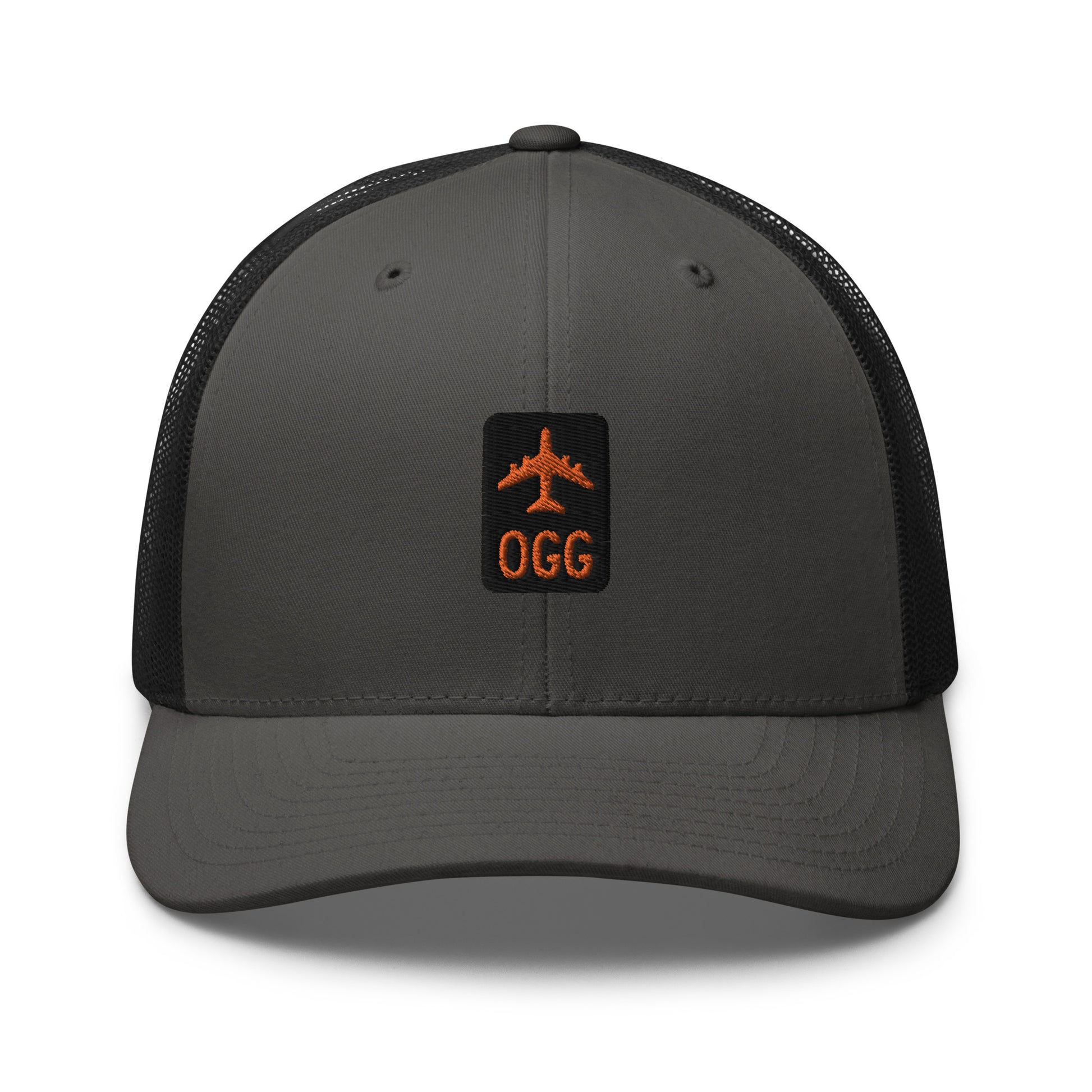 Retro Jetliner Trucker Hat • Black and Orange • OGG Maui • YHM Designs - Image 05