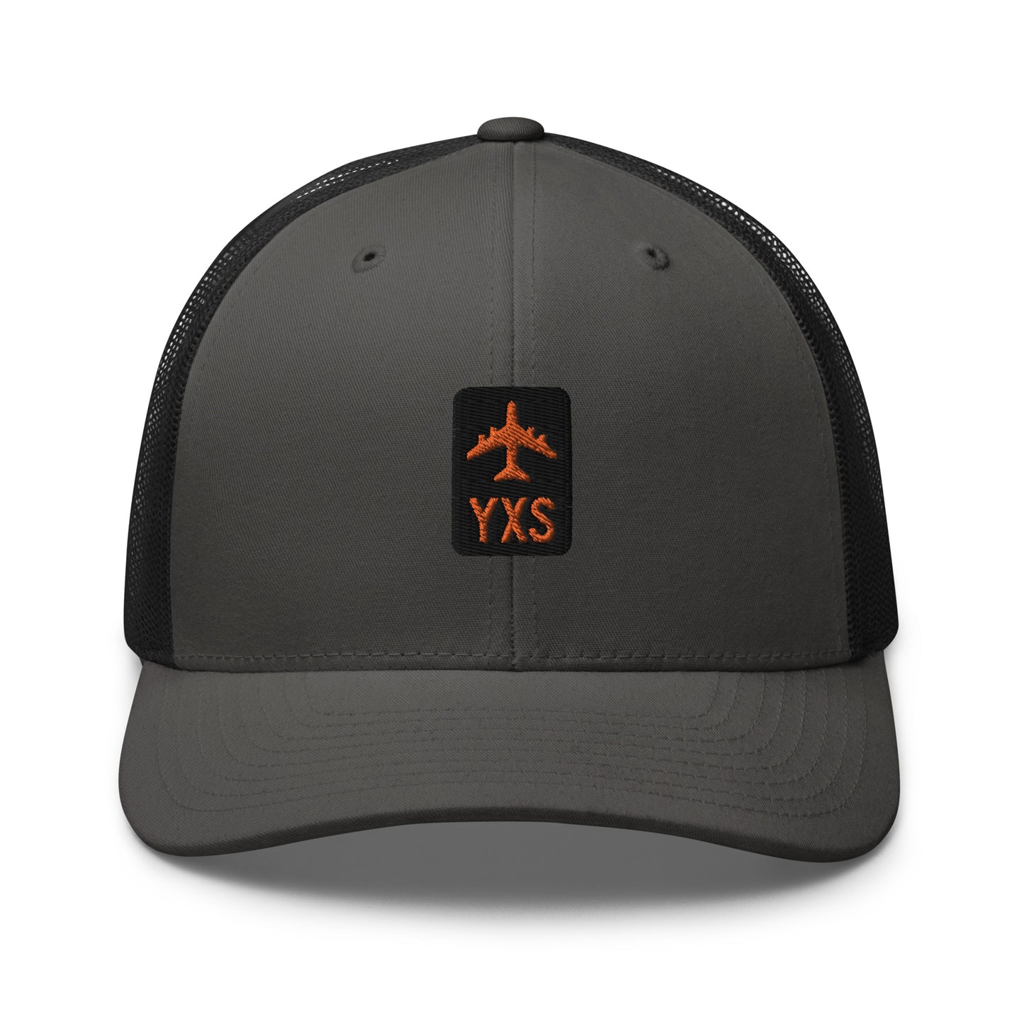 Retro Jetliner Trucker Hat • Black and Orange • YXS Prince George Souvenir • YHM Designs - Image 05