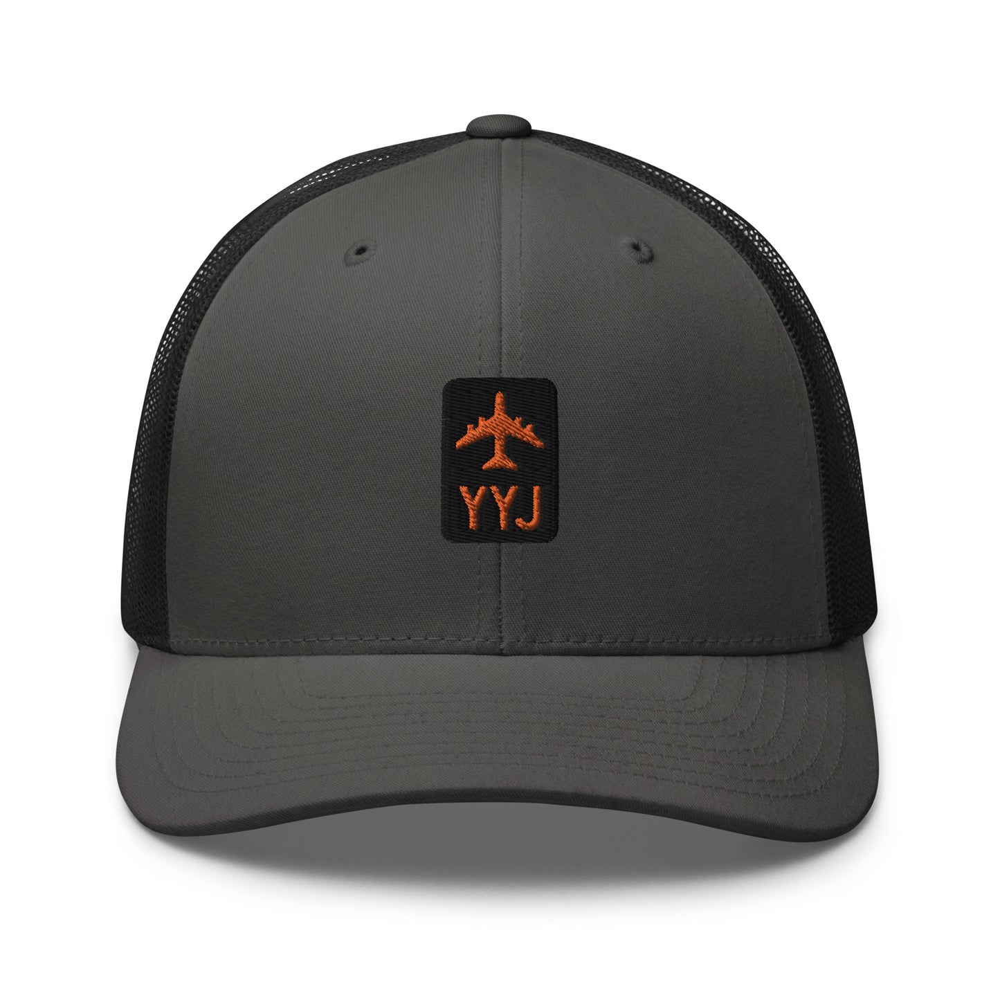Retro Jetliner Trucker Hat • Black and Orange • YYJ Victoria • YHM Designs - Image 05