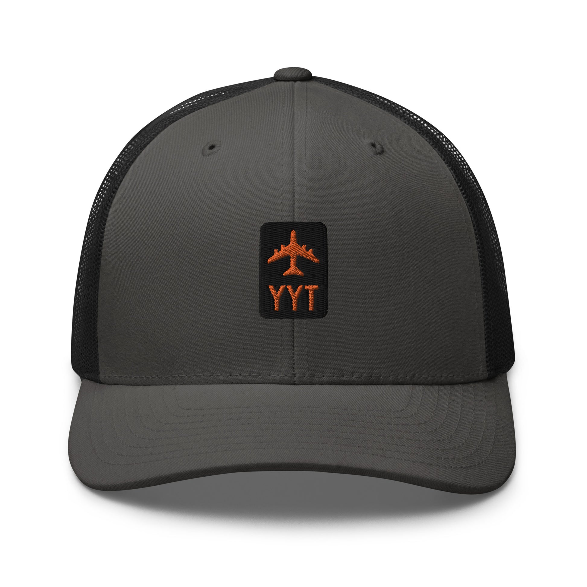 Retro Jetliner Trucker Hat • Black and Orange • YYT St. John's • YHM Designs - Image 05