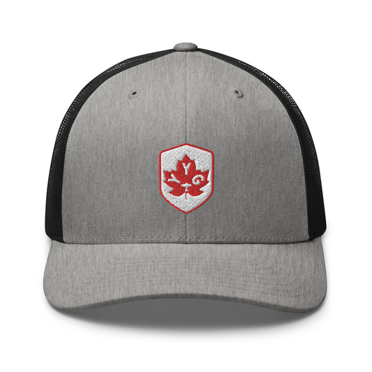 Maple Leaf Trucker Hat - Red/White • YYG Charlottetown • YHM Designs - Image 02