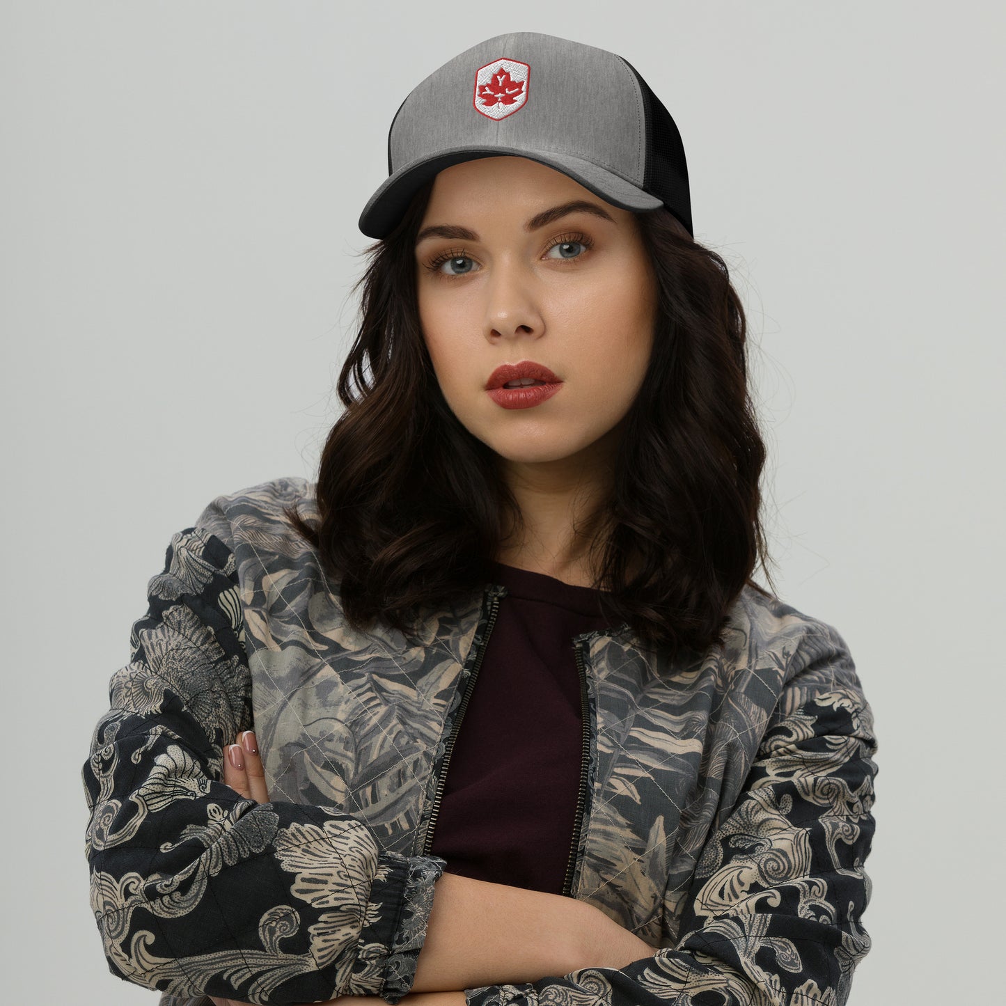 Maple Leaf Trucker Hat - Red/White • YYJ Victoria • YHM Designs - Image 07