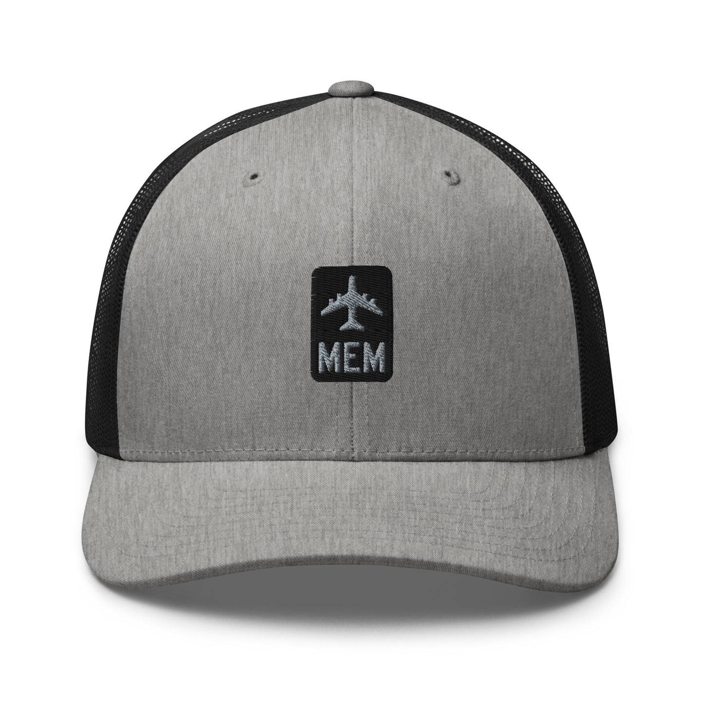 Retro Jetliner Trucker Hat • Black and Grey • MEM Memphis Souvenir • YHM Designs - Image 05