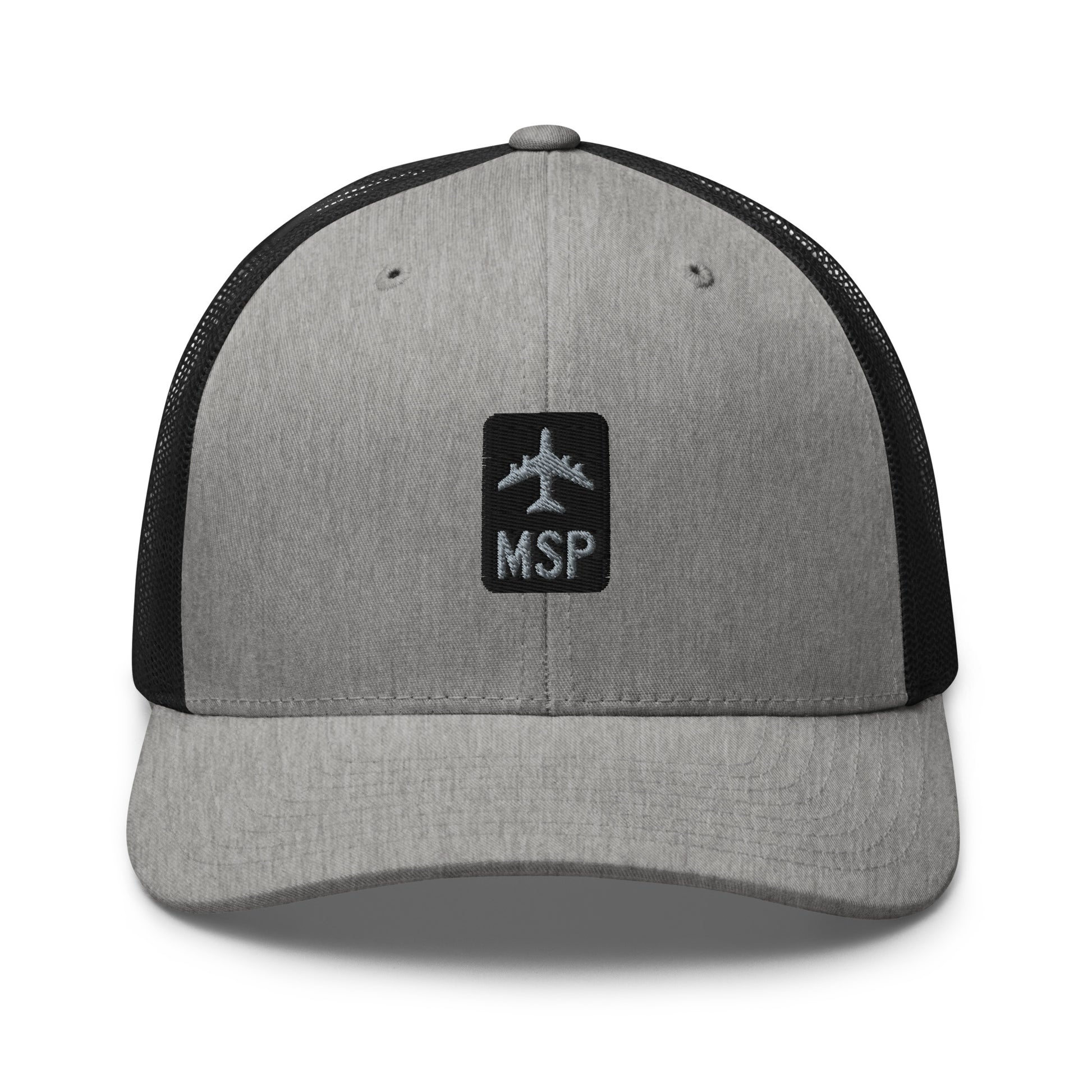 Retro Jetliner Trucker Hat • Black and Grey • MSP Minneapolis Souvenir • YHM Designs - Image 05
