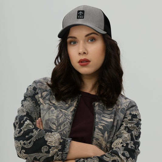Retro Jetliner Trucker Hat • Black and Grey • YXU London • YHM Designs - Image 02