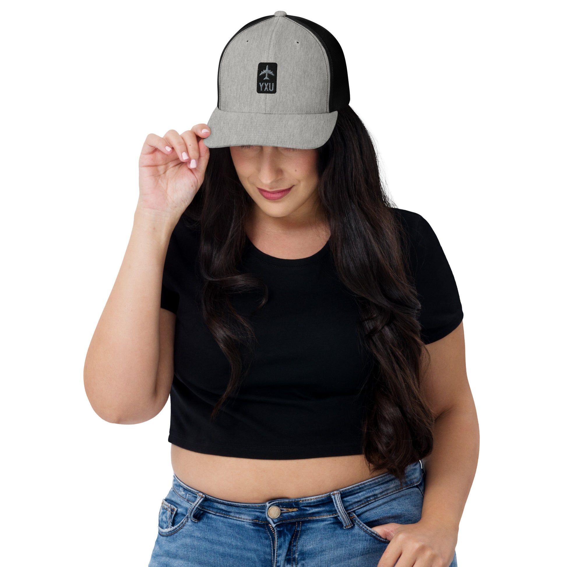 Retro Jetliner Trucker Hat • Black and Grey • YXU London • YHM Designs - Image 03