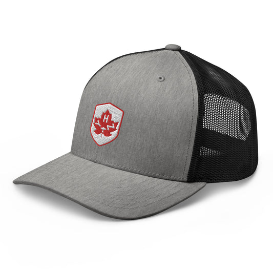 Maple Leaf Trucker Hat - Red/White • YHZ Halifax • YHM Designs - Image 01