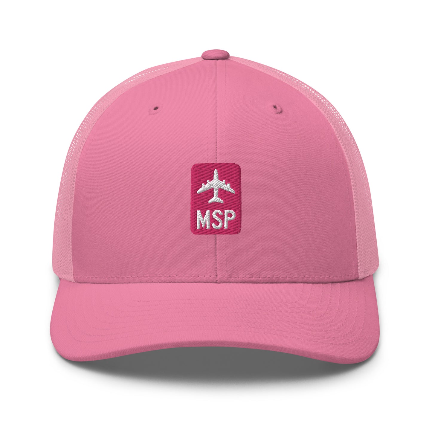 Retro Jetliner Trucker Hat • Pink and White • MSP Minneapolis Souvenir • YHM Designs - Image 05