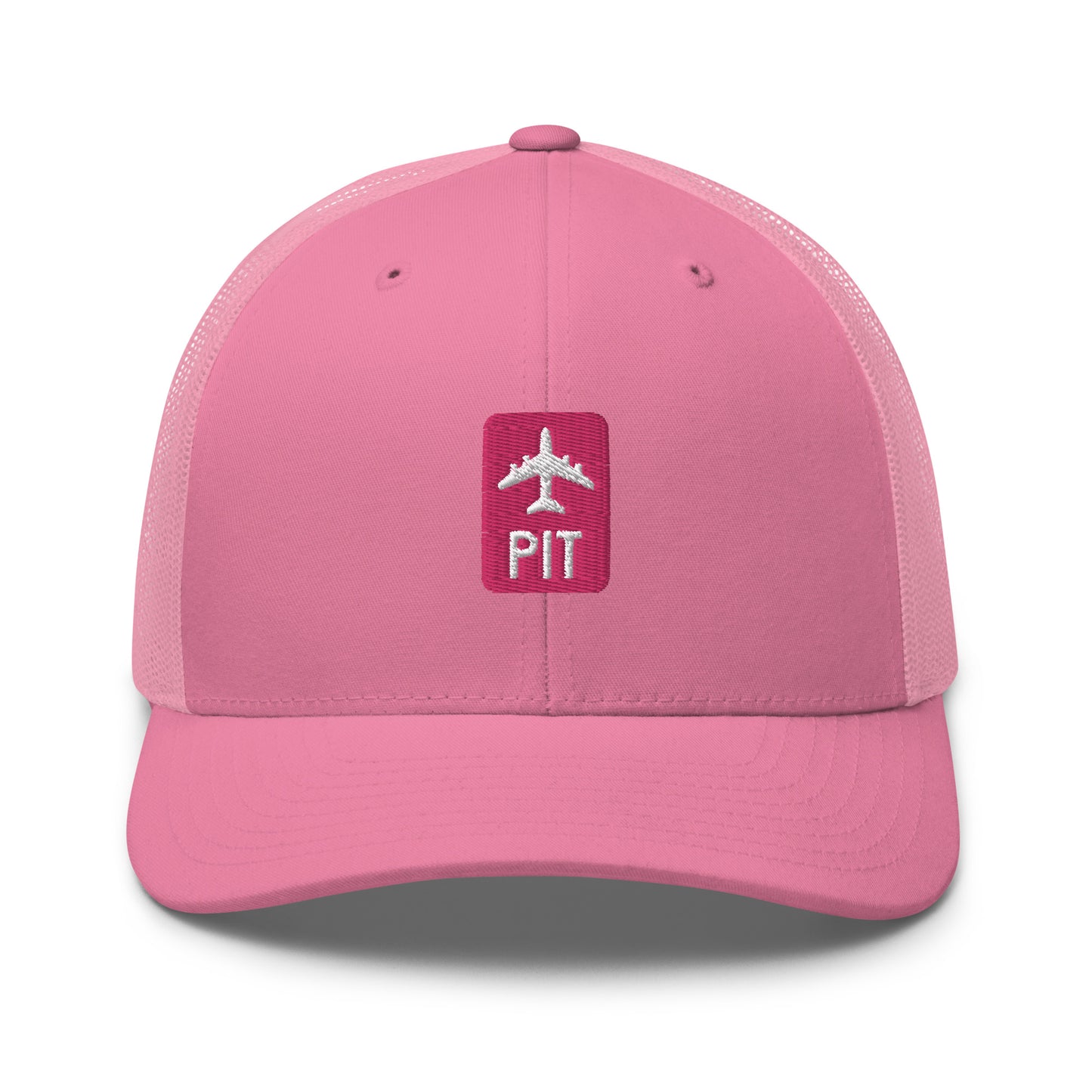 Retro Jetliner Trucker Hat • Pink and White • PIT Pittsburgh Souvenir • YHM Designs - Image 05