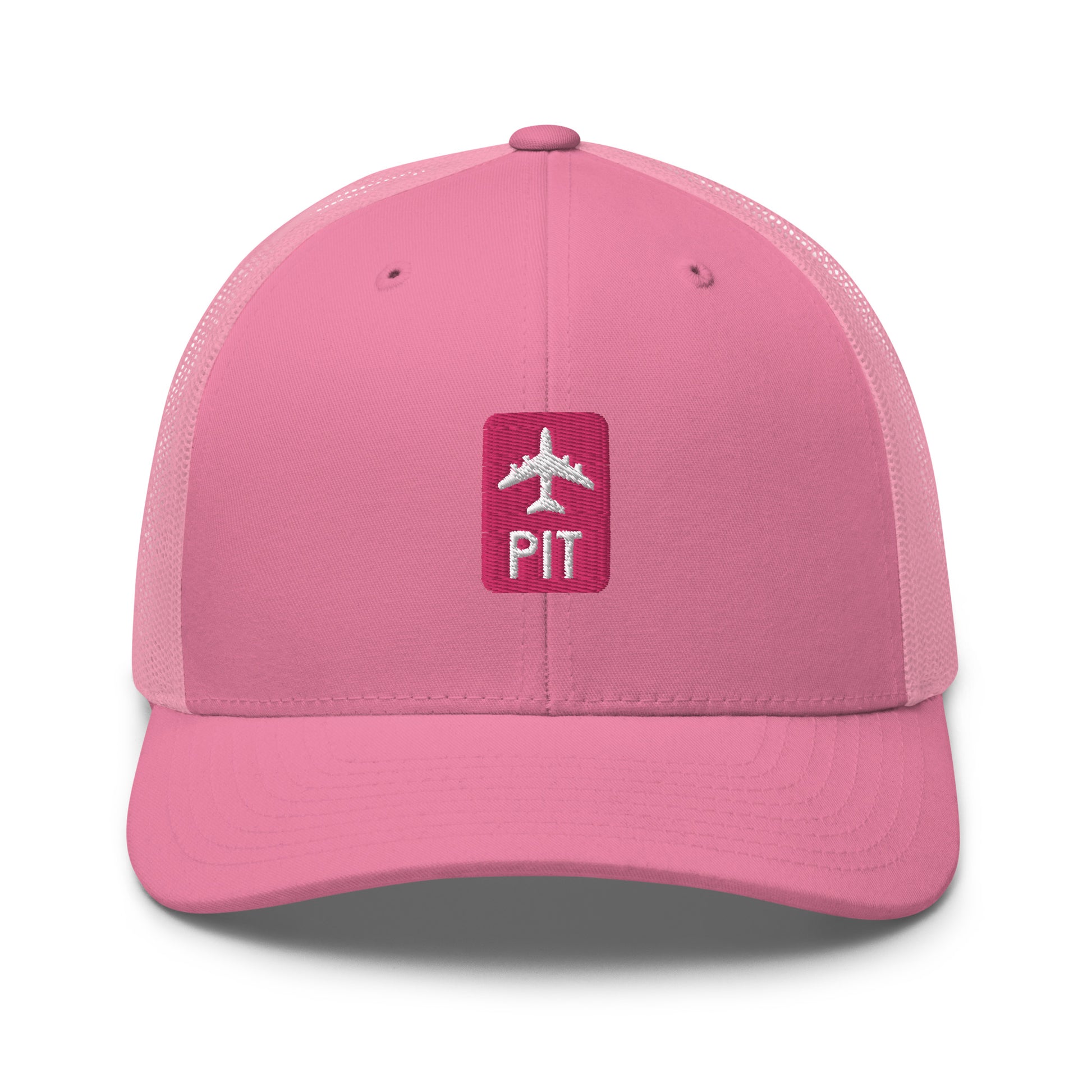 Retro Jetliner Trucker Hat • Pink and White • PIT Pittsburgh Souvenir • YHM Designs - Image 05