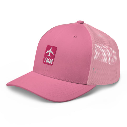 Retro Jetliner Trucker Hat • Pink and White • YMM Fort McMurray • YHM Designs - Image 01