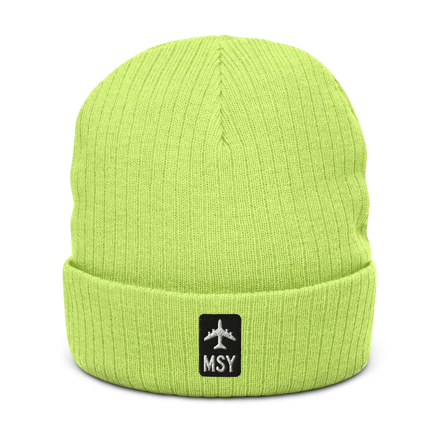 Jetliner Ribbed Knit Beanie • Black/White • MSY New Orleans • YHM Designs - Image 11