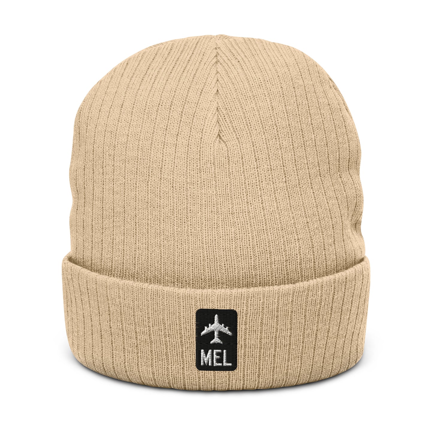 Jetliner Ribbed Knit Beanie • Black/White • MEL Melbourne Souvenir • YHM Designs - Image 10