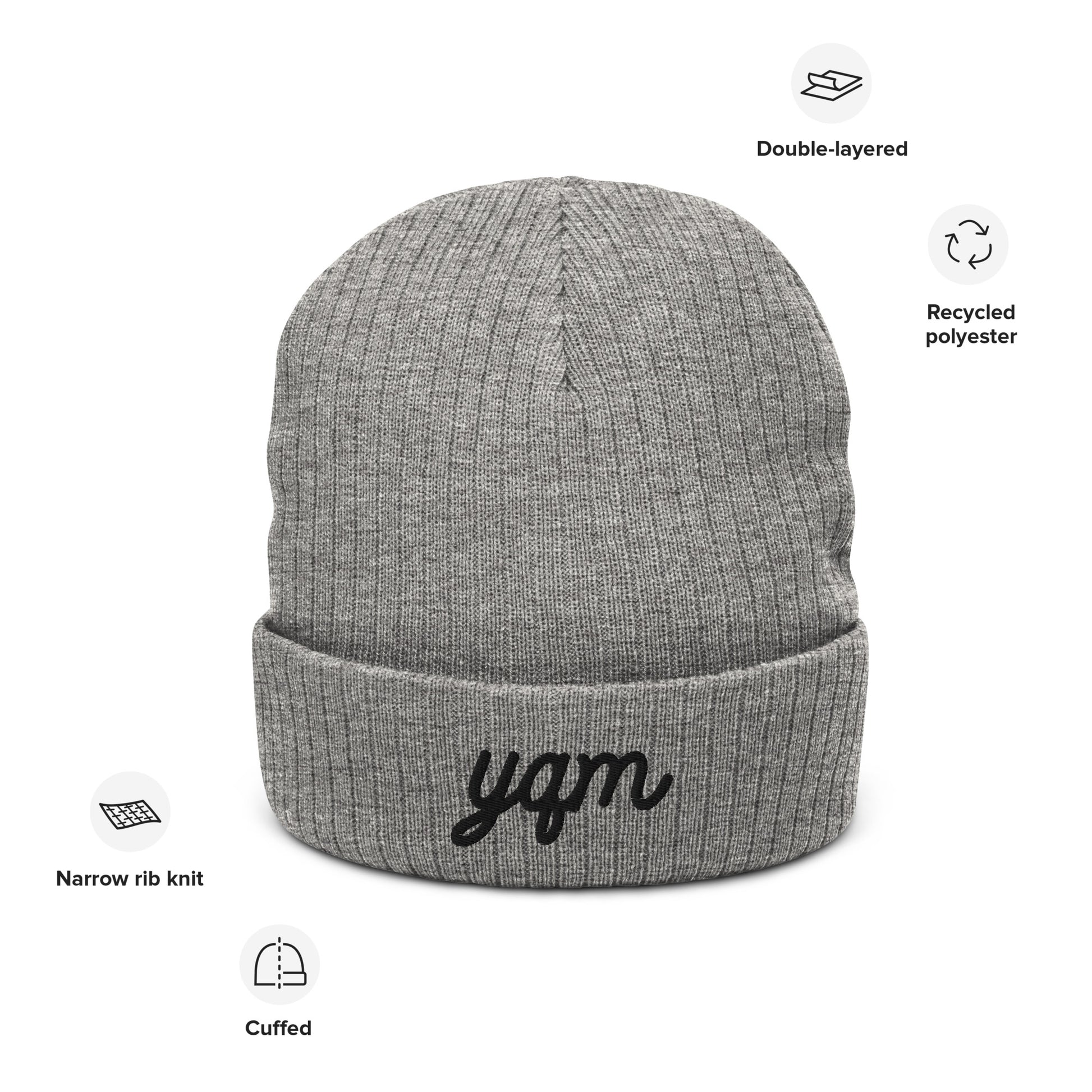 Vintage Script Recycled Cuffed Beanie • YQM Moncton • YHM Designs - Image 04