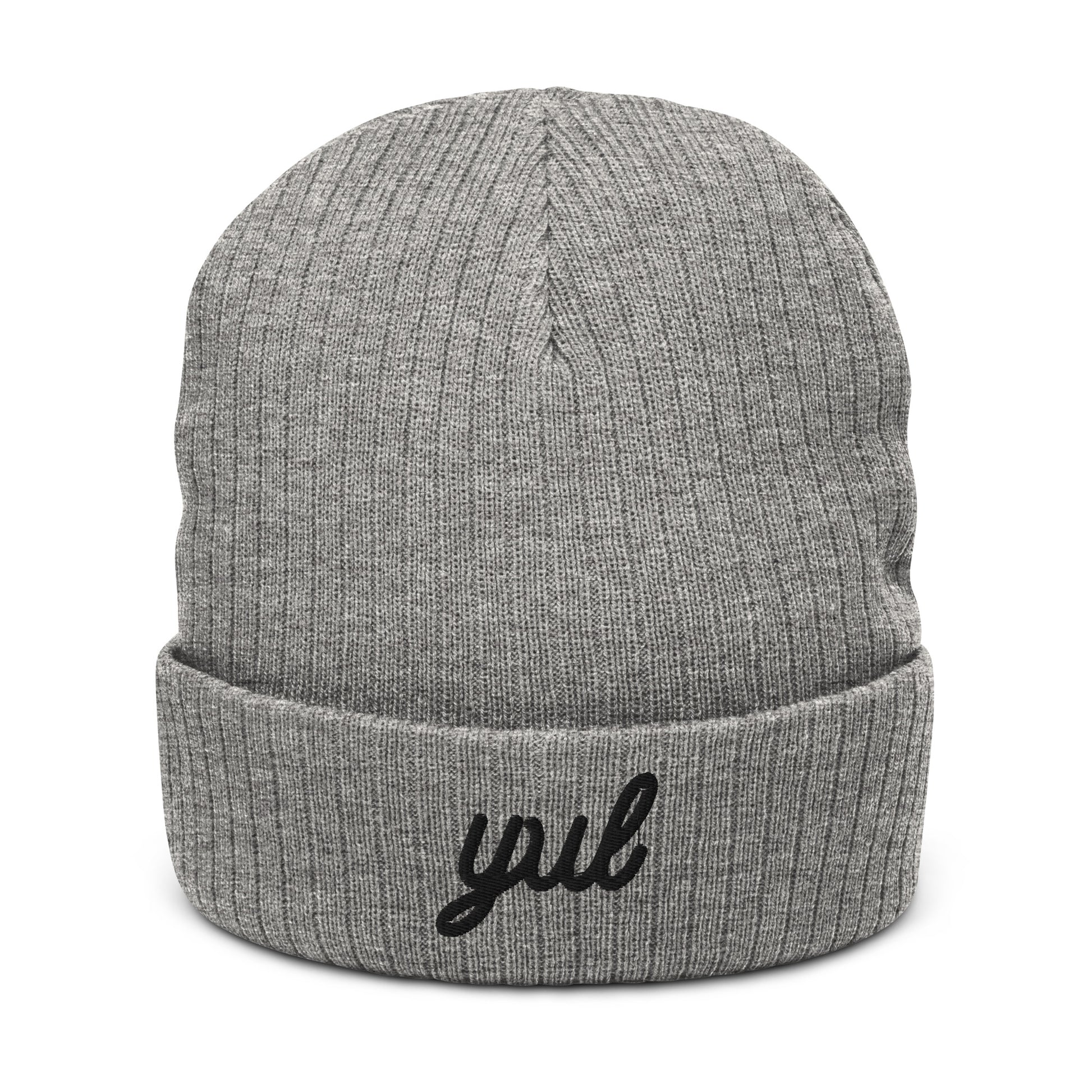 Vintage Script Recycled Cuffed Beanie • YUL Montreal • YHM Designs - Image 03
