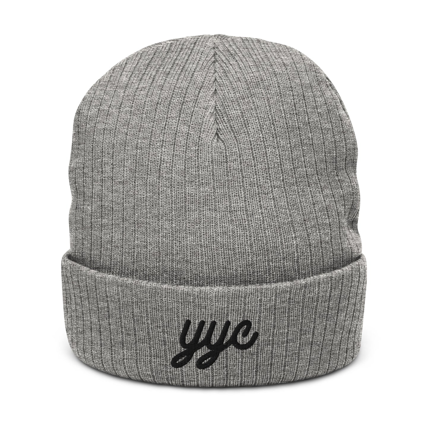 Vintage Script Recycled Cuffed Beanie • YYC Calgary • YHM Designs - Image 03