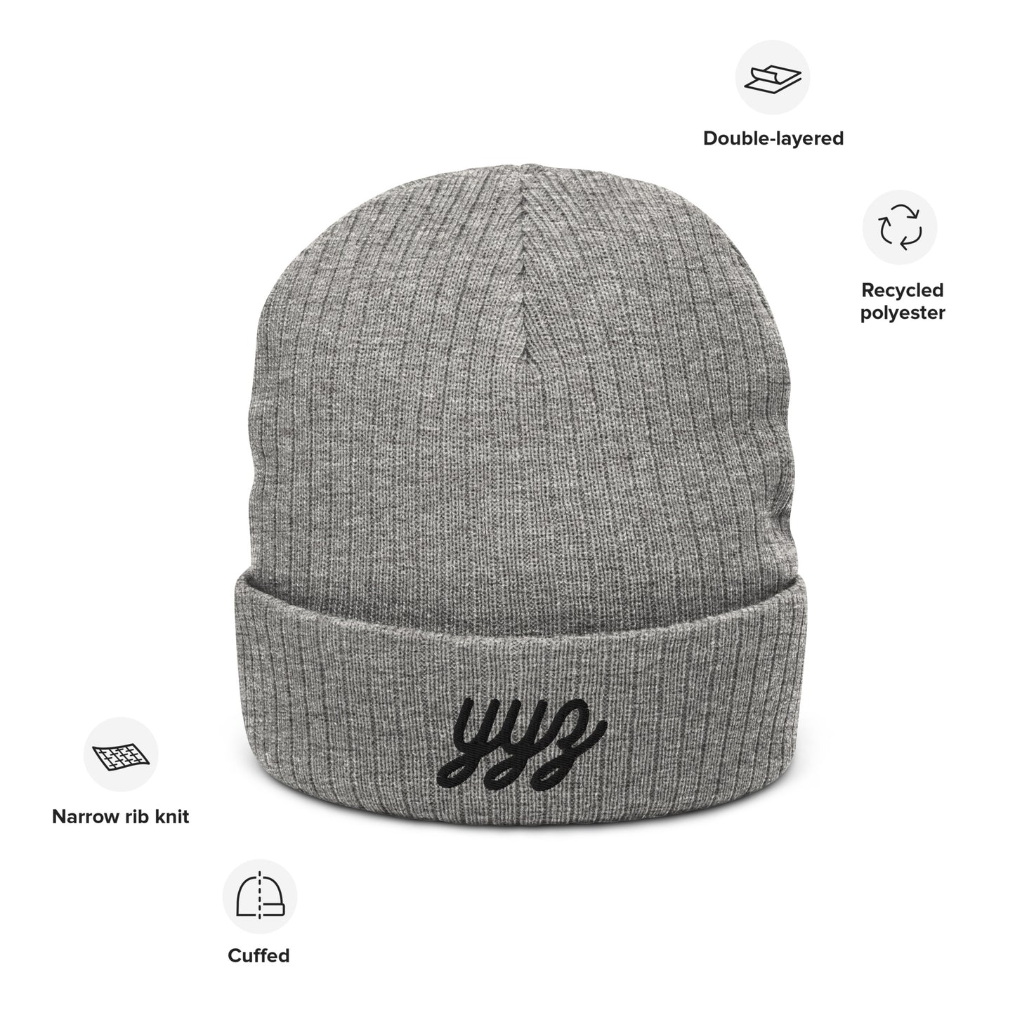 Vintage Script Recycled Cuffed Beanie • YYZ Toronto • YHM Designs - Image 04