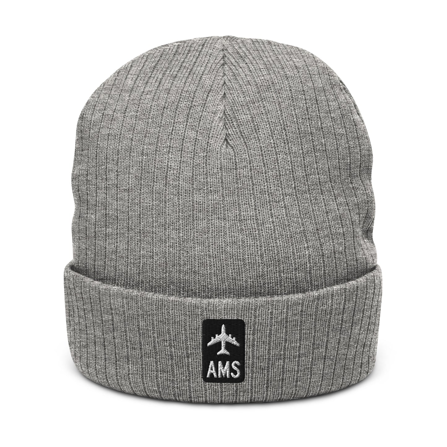 Jetliner Ribbed Knit Beanie • Black/White • AMS Amsterdam • YHM Designs - Image 09