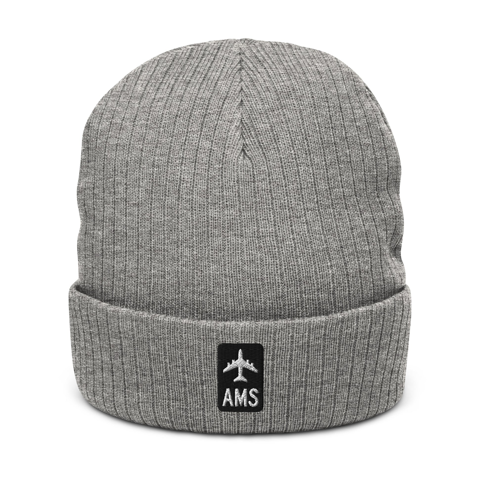 Jetliner Ribbed Knit Beanie • Black/White • AMS Amsterdam • YHM Designs - Image 09