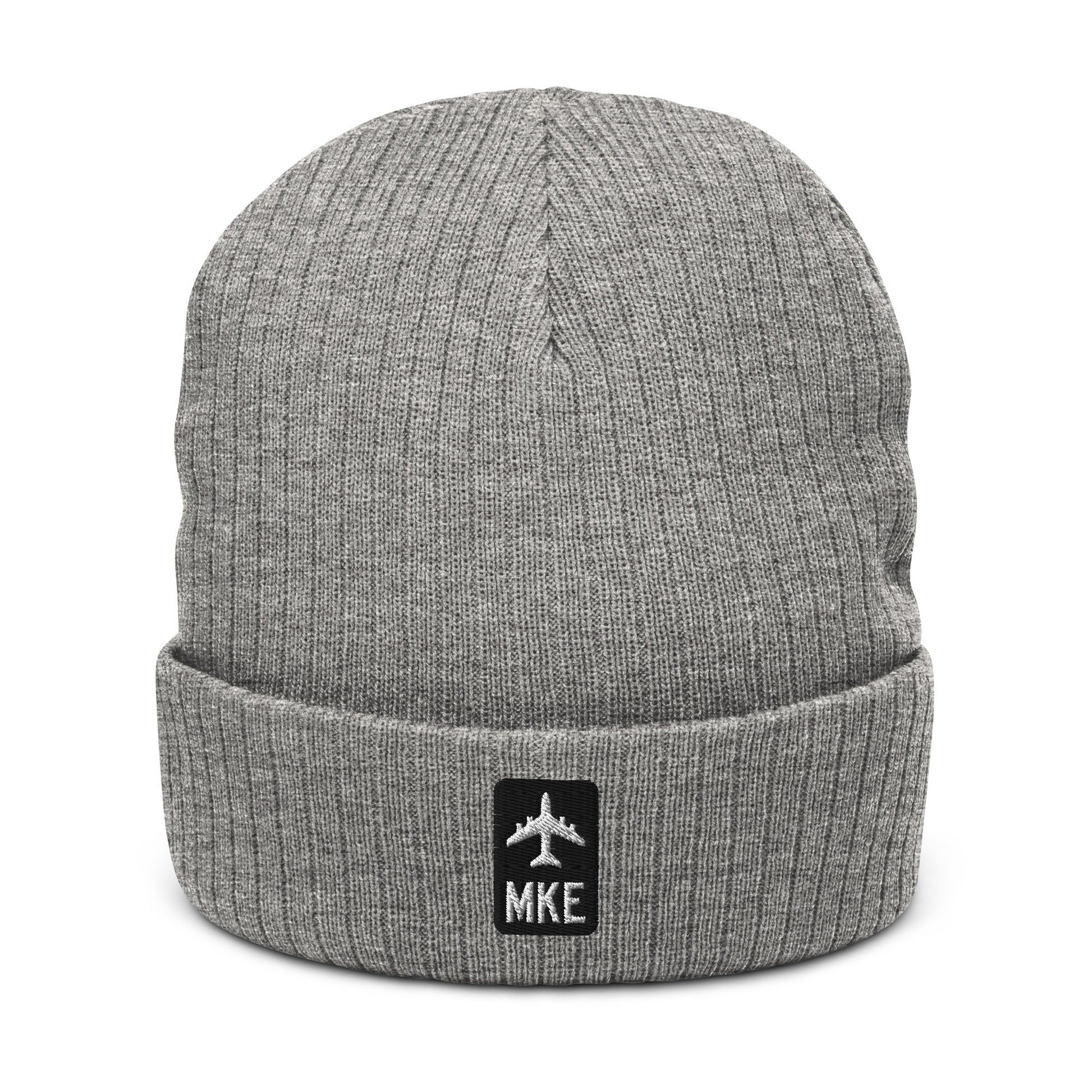 Jetliner Ribbed Knit Beanie • Black/White • MKE Milwaukee • YHM Designs - Image 09