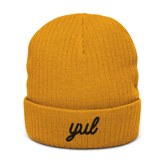 Vintage Script Recycled Cuffed Beanie • YUL Montreal • YHM Designs - Image 02
