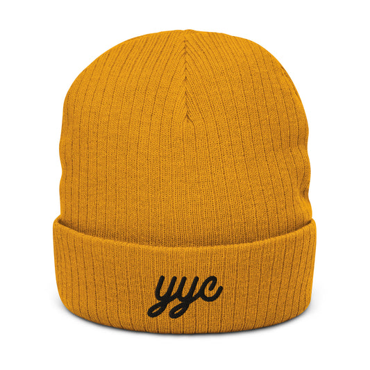 Vintage Script Recycled Cuffed Beanie • YYC Calgary • YHM Designs - Image 02