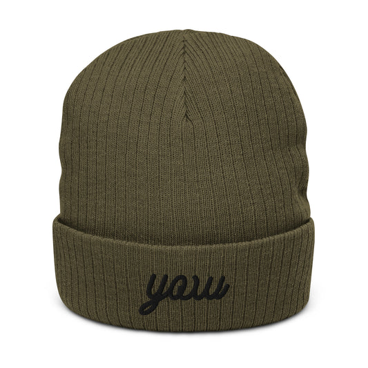 Vintage Script Recycled Cuffed Beanie • YOW Ottawa • YHM Designs - Image 01